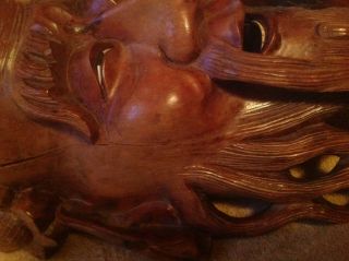 Vintage Chinese decorative huge heavy wooden wall immortal mask face 6