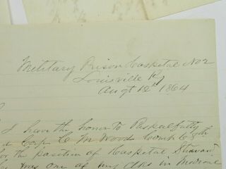 RARE Civil War Union Soldier Confererate Prison Camp Letters Louisville,  KY CS 2