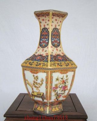 240mm Handmade Painting Cloisonne Porcelain Vase Flower Yongzheng Mark Deco Art