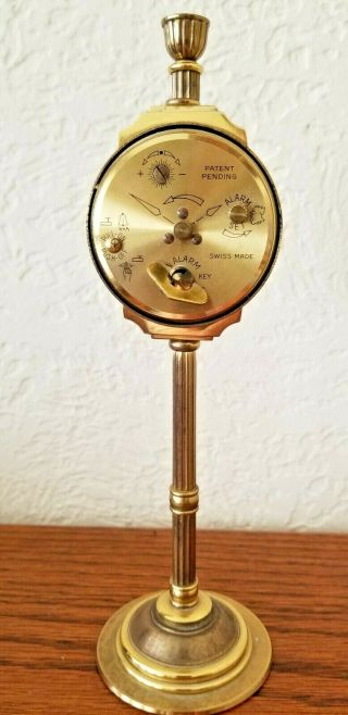 Antique Vintage Swiza Sheffield Lamp Post Alarm Clock 5
