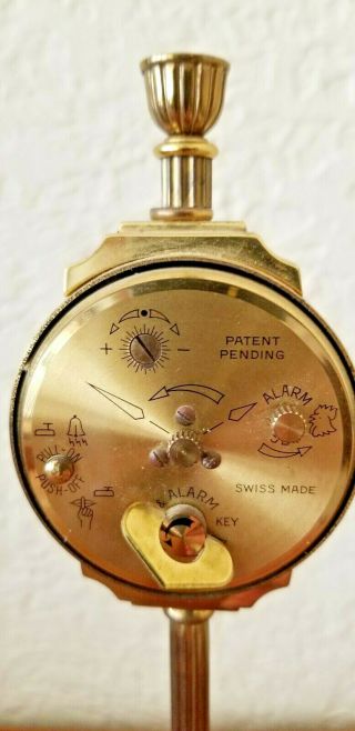 Antique Vintage Swiza Sheffield Lamp Post Alarm Clock 6