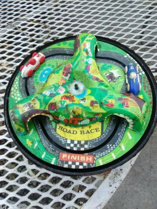 Vintage J Chein Road Race Wind Up Tin Toy Rare
