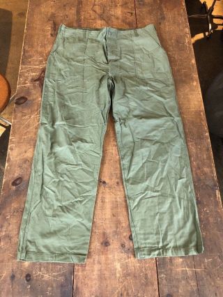 Vintage Vietnam War Era Green Utility Us Army Trouser Pants 44x33 Og - 107 Nos