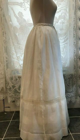 Victorian Era Handmade Lace Petticoat - Fine Swiss Linen Batiste