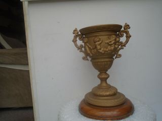 Large Antique Gilt Metal Chalice With Cherubs & Foundry Mark Take A Look