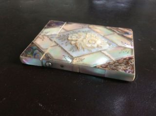 top quality,  high relief carved antique mother of pearl & abalone card 4