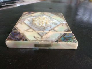 top quality,  high relief carved antique mother of pearl & abalone card 5