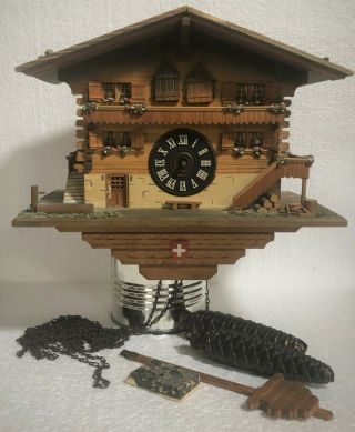 Black Forest Animated Dancing Chalet Musical Cuckoo Clock Swiss
