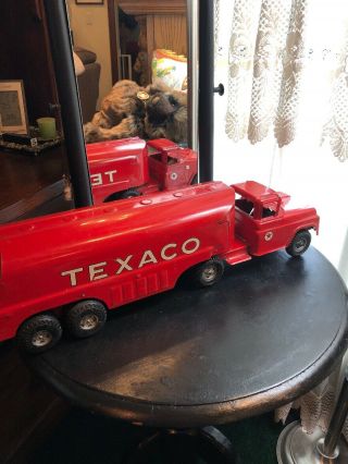 Buddy L Texaco Oil Tanker Large Red Metal Wonderful Vintage 1950 Truck Toy