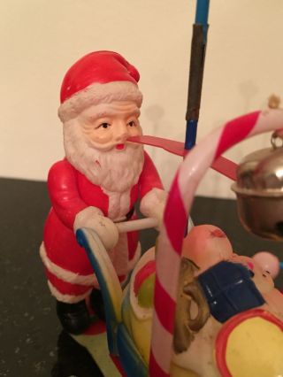 Vintage Toy Santa Claus Celluloid Tin Litho Wind Up Spinning Umbrella Baby Buggy 5
