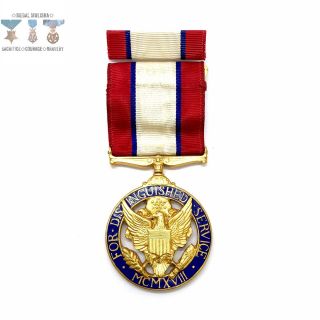 Wwii Us Army Distinguished Service Medal Slot Brooch Pin - Back Ribbon Bar Vintage