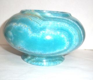 Rare Antique Turned Blue / Turquoise Marble Bowl,  Stunning Marble Stone 4