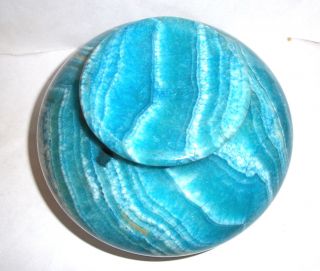 Rare Antique Turned Blue / Turquoise Marble Bowl,  Stunning Marble Stone 6