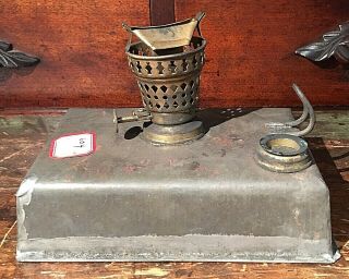 Old Antique Primitive Tin Finger Chamber Whale Oil Lamp Armspear Burner A