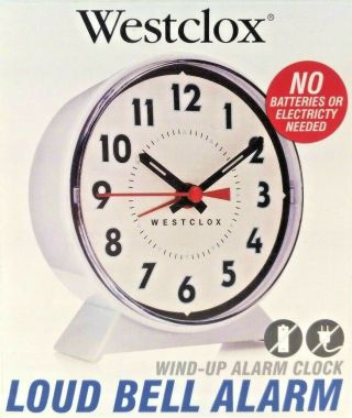 Westclox White Wind - Up Loud Bell Alarm Clock With Luminous Hands 15550