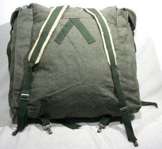 Vintage Army Green Canvas / Cloth Field Bag - Civil War Style Wool Back Straps