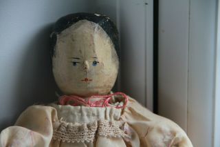 Early 10 " Antique Grodnertal Jointed Wooden Peg Doll Handmade Circa 1800 