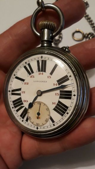 Vintage Rare Longines Pocket Watch Swiss Open Face