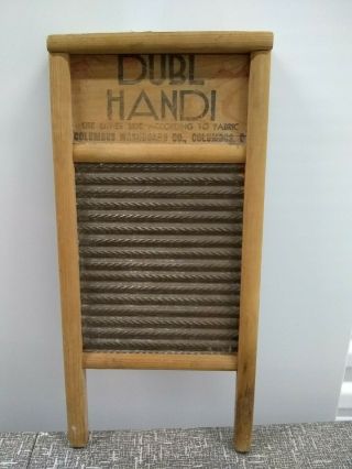 Vintage Dubl Handi Wooden Wash Board,  8.  5 " X 18 " Columbus Washboard Co