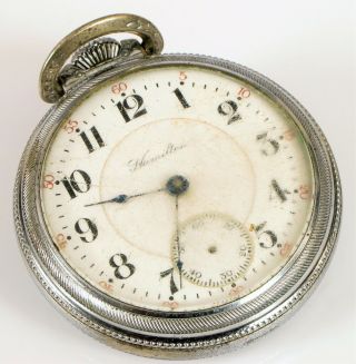 Antique 1908 Hamilton Pocket Watch Model 1 18s 17j Nickel Plated Art Deco Style