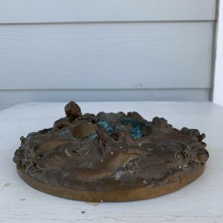 Rare Vintage Bronze Ashtray Pan And Nymphs 8” Heavy