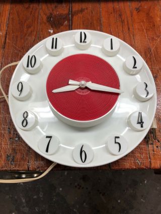 Vintage Harold Products,  Spartus Kitchen Wall Clock.  Art Deco Cute.