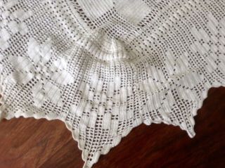 antique cotton hand crocheted bedspread 96x94 