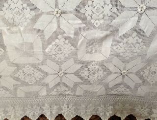antique cotton hand crocheted bedspread 96x94 