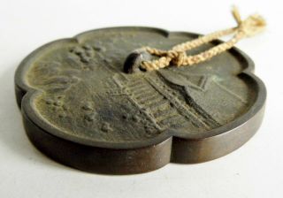 VERY RARE OLD JAPANESE BRONZE SCHOLAR ' S SCROLL WEIGHT - CHARACTER MARKS - 4