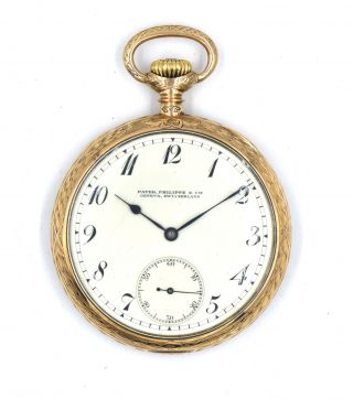 Antique Patek Philippe Pocket Watch 14k Gold Retailed By Shreve Crump Low C1913