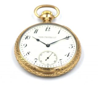 ANTIQUE PATEK PHILIPPE POCKET WATCH 14K GOLD RETAILED BY SHREVE CRUMP LOW c1913 5