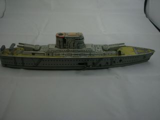 Vintage Rare Tin Metal Key Wind - Up Marx U.  S.  S.  Washington Battleship 14.  5 "