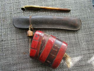 Japanese Smoking Pipe Kisera With Pouch And Tobacco Box Rare And Collectable