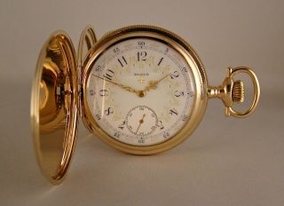 102 Years Old Elgin 15j 14k Gold Filled Hunter Case Fancy Dial 16s Pocket Watch