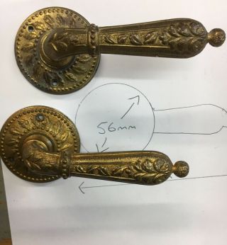 Pair Vintage Reeded Handles Brass/ Bronze Victorian Style Old Door Knobs