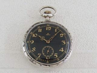 OMEGA Antique 1902 - 1908 Swiss Silver Art Deco Men ' s Pocket Watch SERVICED & RUNS 2