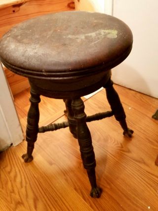 Antique Charles Parker Ball & Claw Foot Piano Organ Stool -