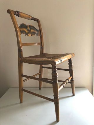 Vintage L.  Hitchcock Eagle Back Rush Seat Side Chair Dining Antique Accent Maple