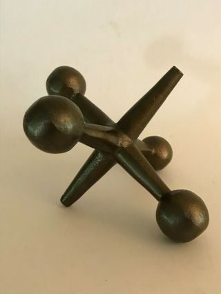 Vintage Mid Century Large Jack Metal Sculpture Paperweight 4