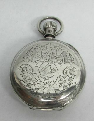 Antique Large Hunter Waltham Coin Silver Pocket Watch Running Stopping