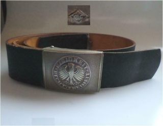 West German Army.  Black Leather Belt,  Buckle With Eagle 90cm Unity - Justice.