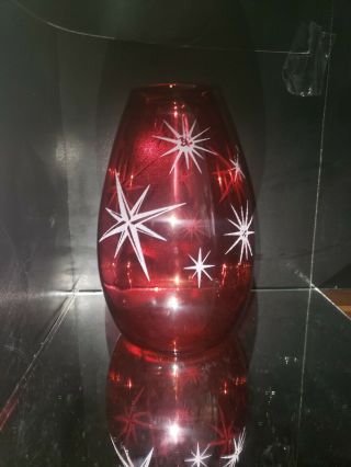 Mid Century Atomic Space Age Red Starburst Vase