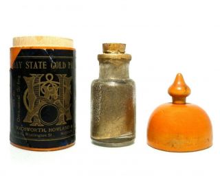 Bay State Gold Paint,  Wadsworth Howland & Co Wood Bottle Sleeve,  W/bottle Boston