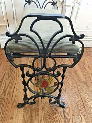 Antique Vintage Wrought Cast Iron Bench Vanity Stool Clawfoot