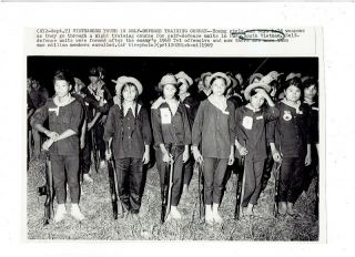 Vietnam War Press Photo - Young Boys And Girls Train For Self Defense Unit - Hue