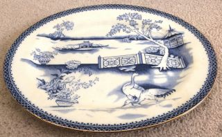 Antique Victorian C19th Thomas Till Sons Plate Tray Blue White Oriental Style 4