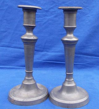 18th Century Signed French Revolutionary Pewter Candlesticks Circa 1790