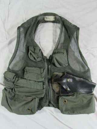 Vtg 70s 1975 Vietnam War Us Air Force Sru - 21/p Mesh Survival Vest W/ Holster M