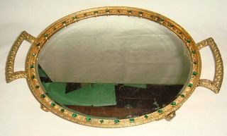 Vintage Empire Art Gold Jeweled - Dresser Tray