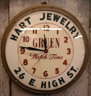 Vintage Gruen Electric Advertising Wall Clock Watch Time Hart Jewelry E High St
